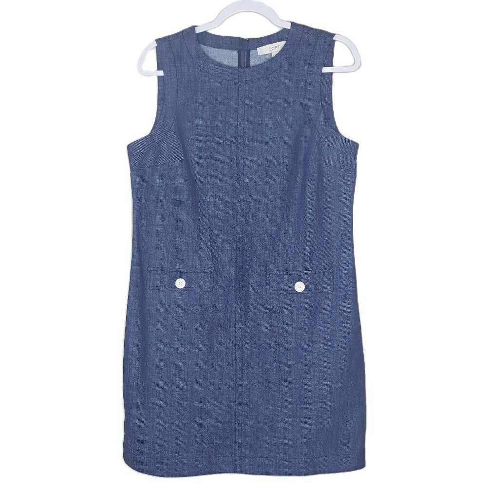Denim Pinafore Dress Sleeveless Cotton Preppy Academia Scandi Clean Girl